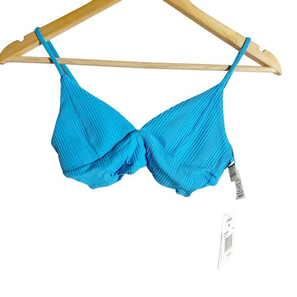 L*Space Pointelle Rib Winnie Island Blue V-Neck Bikini Swimsuit Top Size XS - Picture 3 of 7